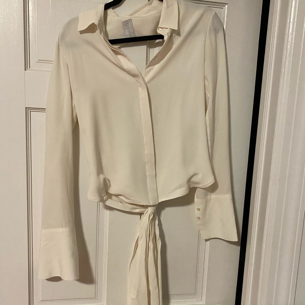 OSMAN Open-Back Crepe Shirt White - Picture 6 of 10